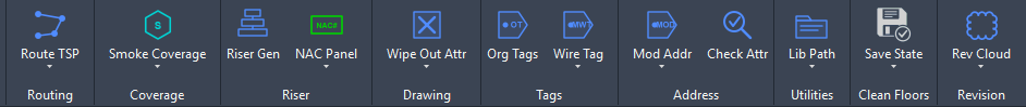 Fire alarm ribbon — routing, riser and tagging tools