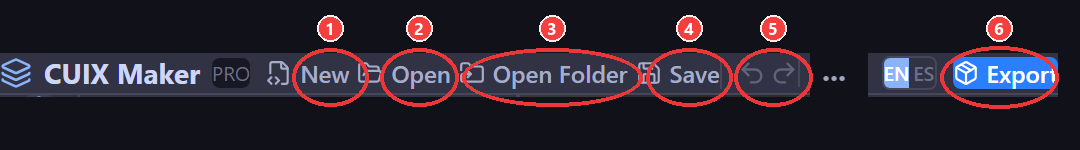 CUIX Maker Pro toolbar actions